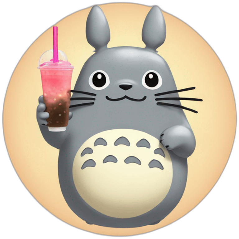 Totoro with bubble tea emoji