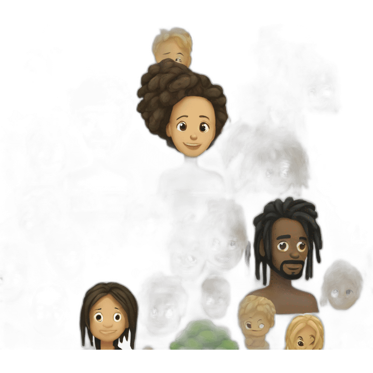 Family of trees white woman browns black man with dreadlocks and mixed baby emoji