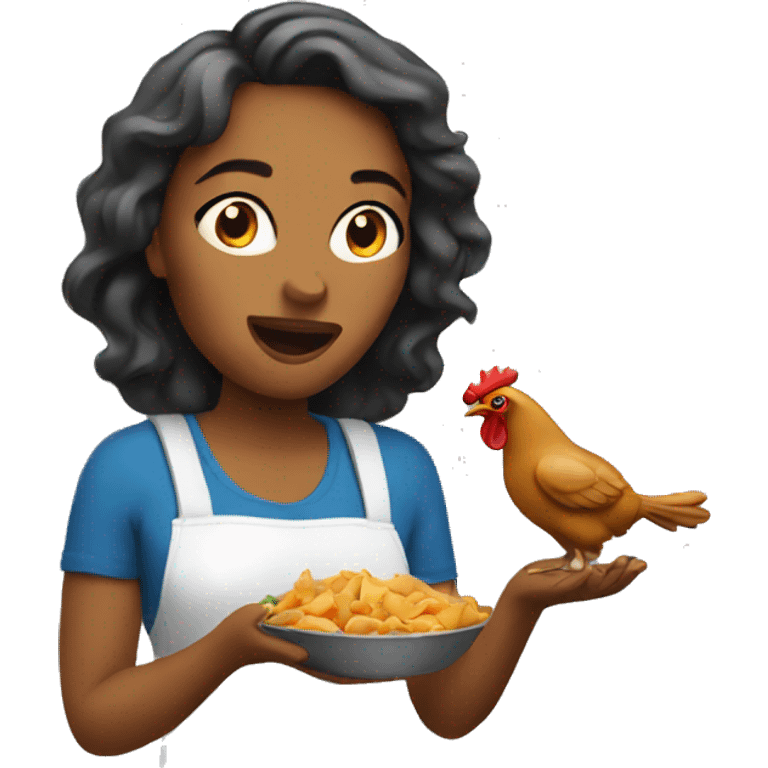 Women eating chicken emoji