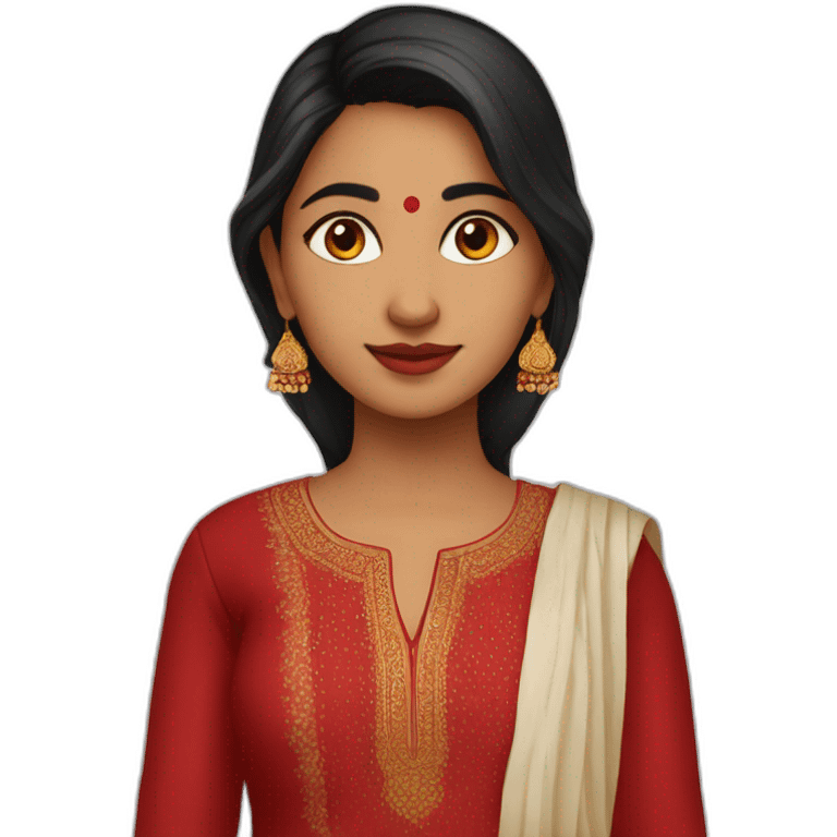 indian girl wearing full sleeve blood red kurti emoji