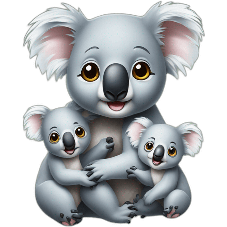 Koala with 2 babys koalas emoji