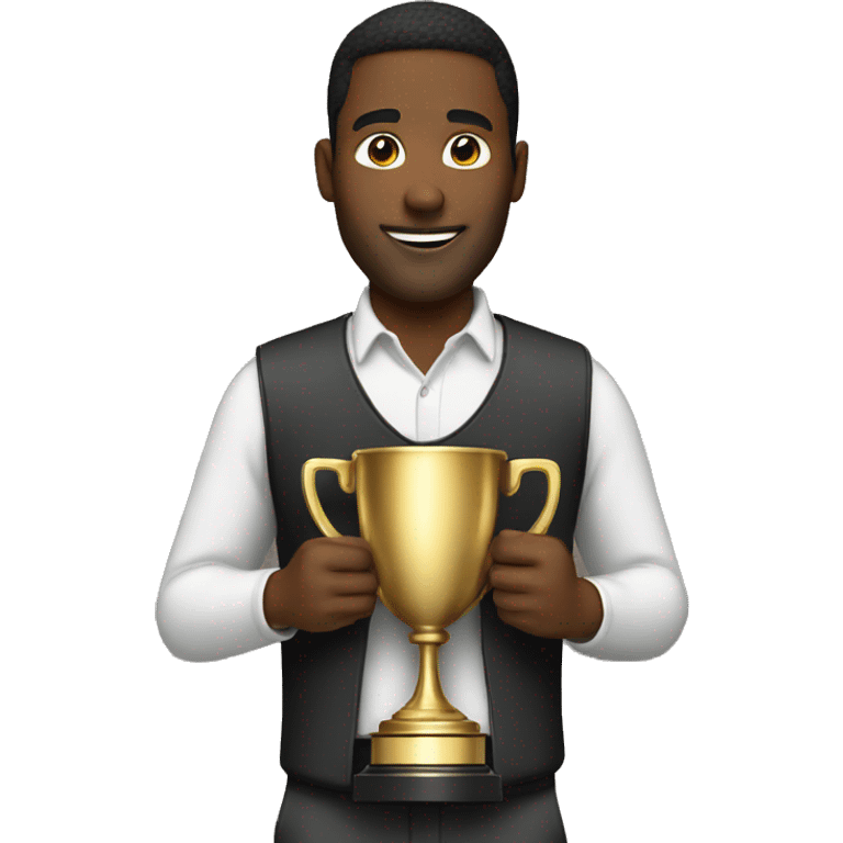 A man holding trophies emoji