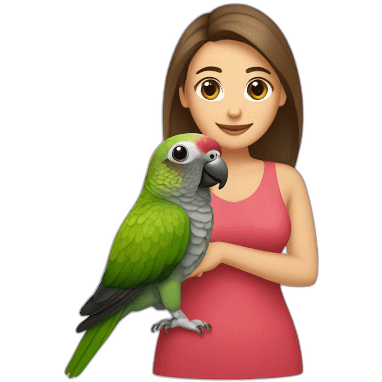 Merun bellied Green cheek conure with a woman emoji