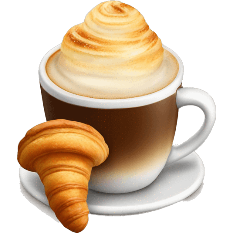 Cup of cappuccino with croissant emoji