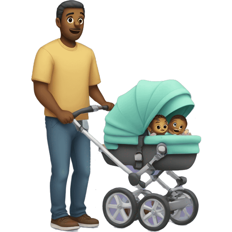 Dad with baby in a stroller  emoji