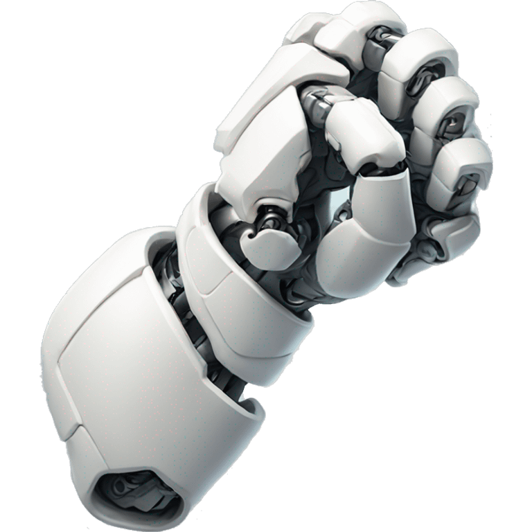 White mechanical cyborg arm and bicep emoji