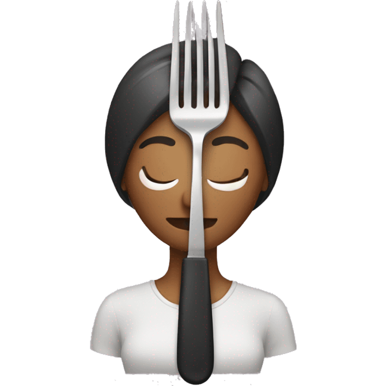 a woman with a fork and knife emoji