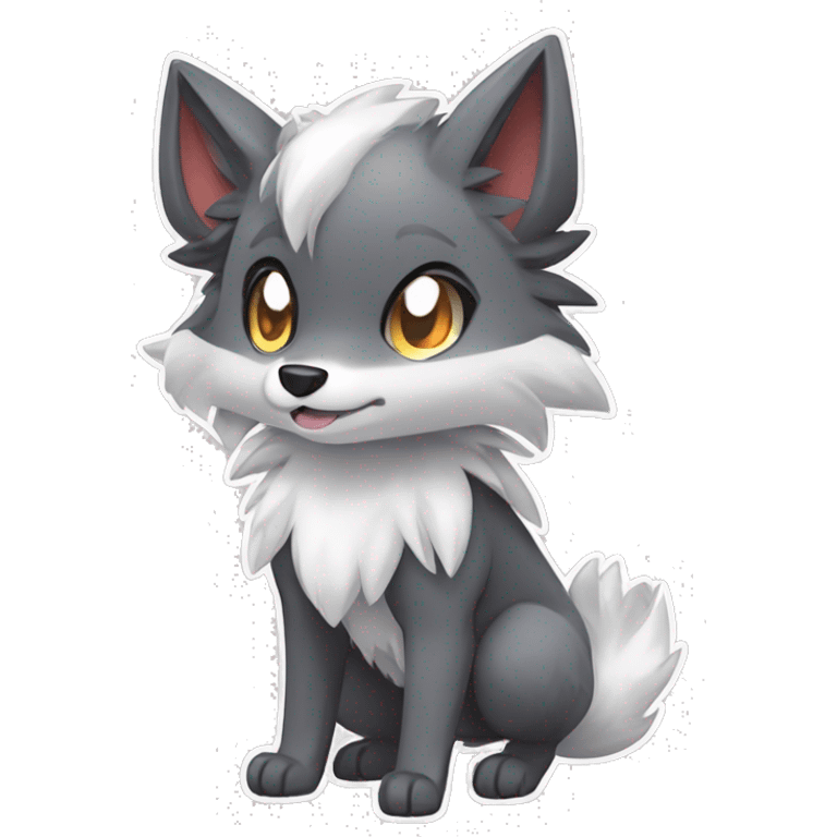 Kawaii Chibi Poochyena-Rocruff-Lycanroc-Pokémon Full Body emoji