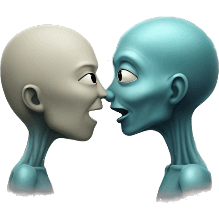 Human and aliens kissing emoji