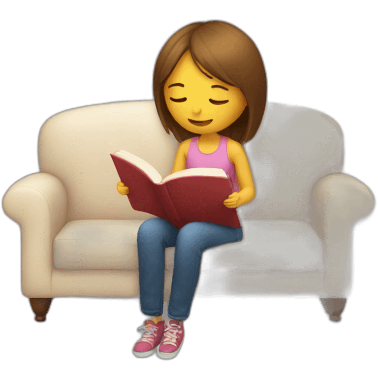 girl reading a book in a couch emoji