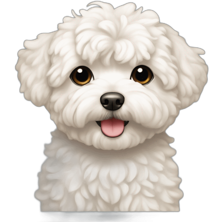 maltipoo with cream shade on top and white on chest and with a white streak on center of the head at top emoji