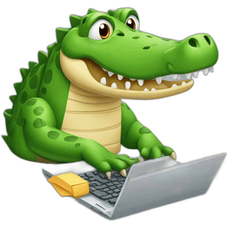 crocodile typing in computer emoji