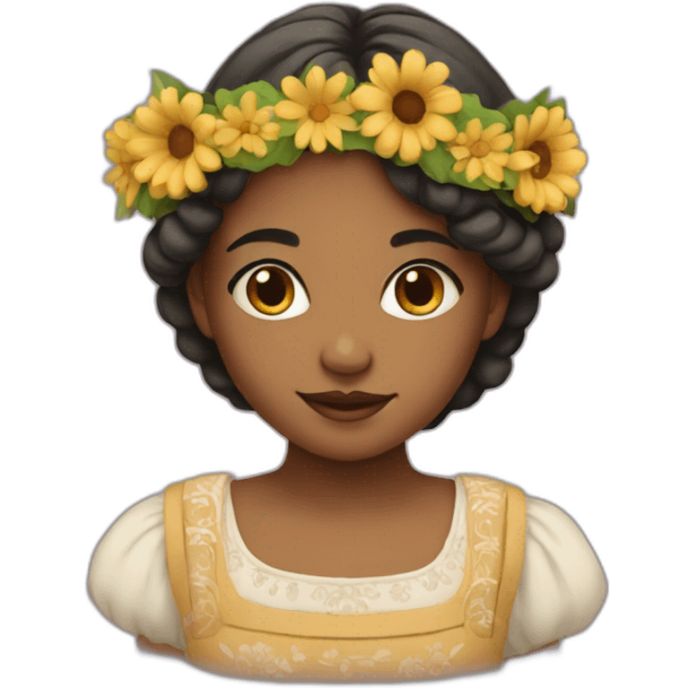 girl in folk costume with flower crown emoji