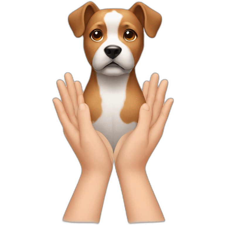 dog head massage with human hands emoji