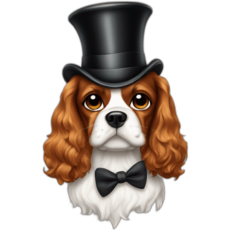 cavalier dog in a top hat with a monocle emoji