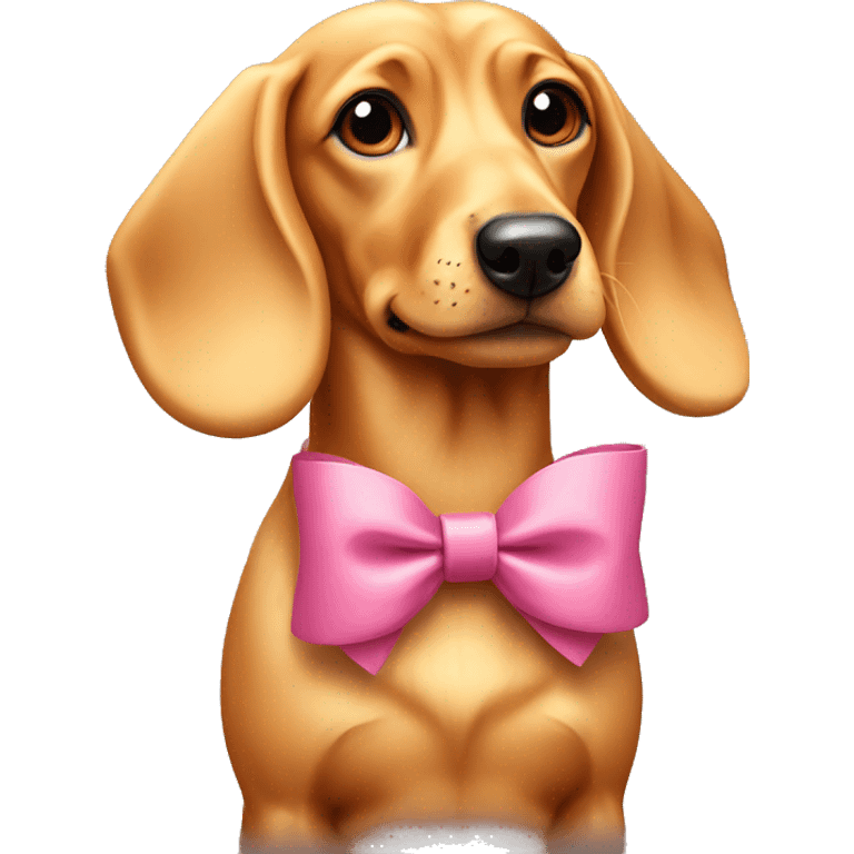 a dastchund blonde dog with a bow on its head  emoji