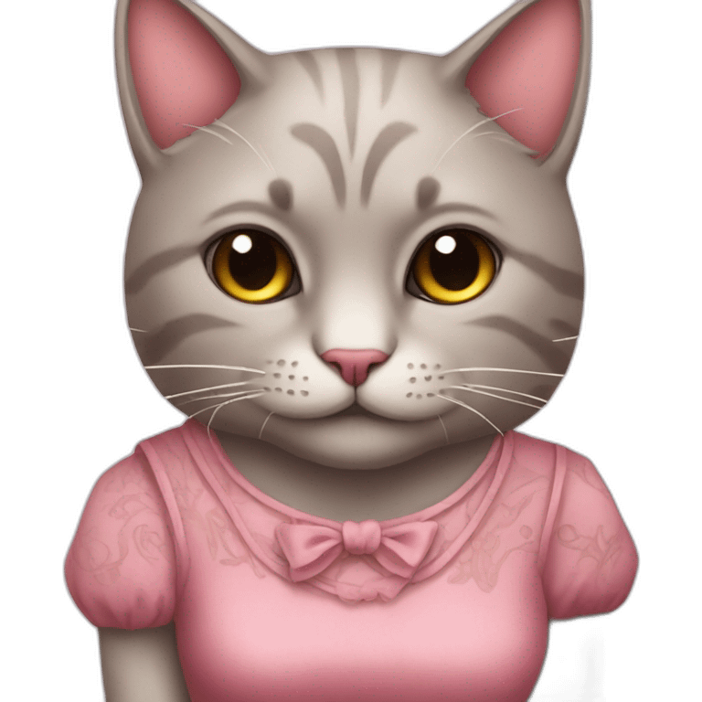 Cat with tattoos and a pink dress emoji