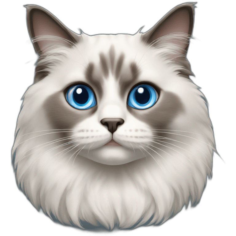 hungry ragdoll cat with blue eyes emoji