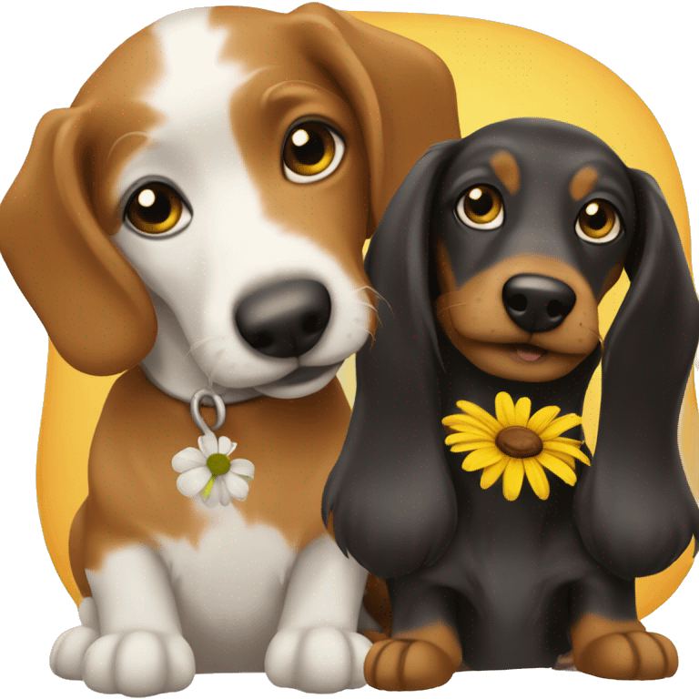 Dachshuch and daisy emoji