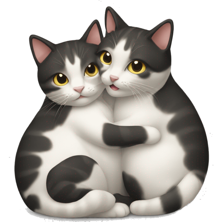 Two cats hugging each other  emoji