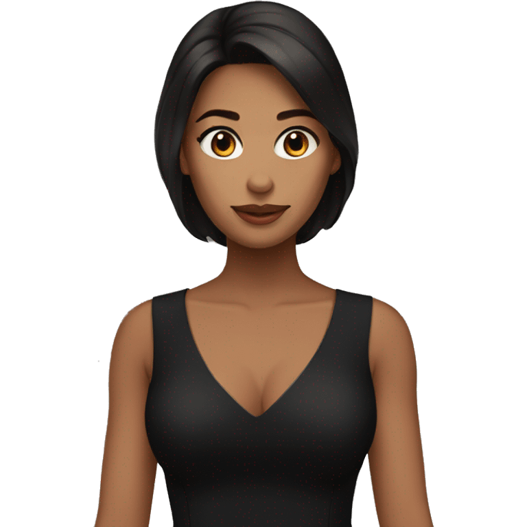 brunette in a tight black dress emoji