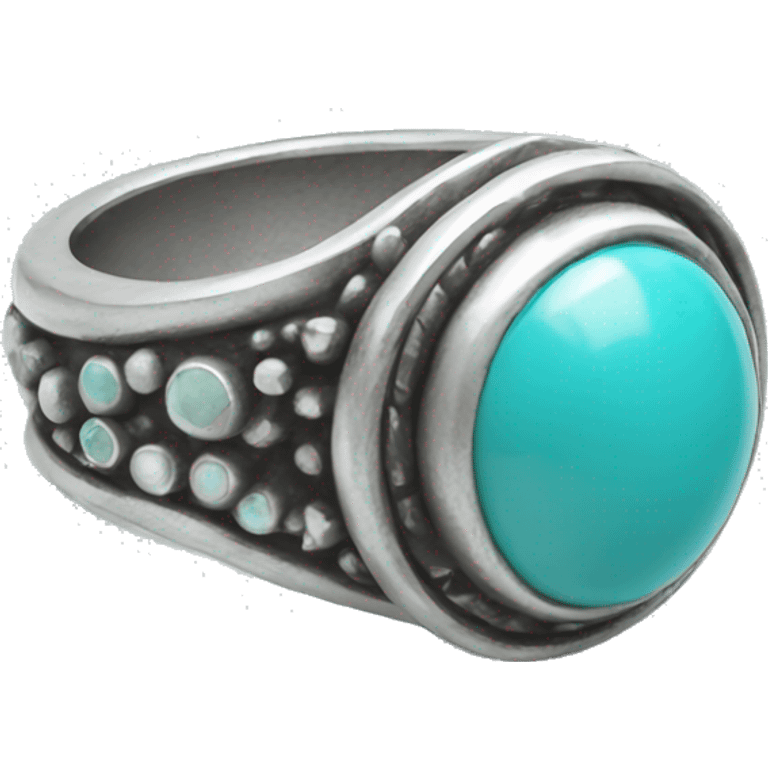 silver turquoise ring with stone details emoji