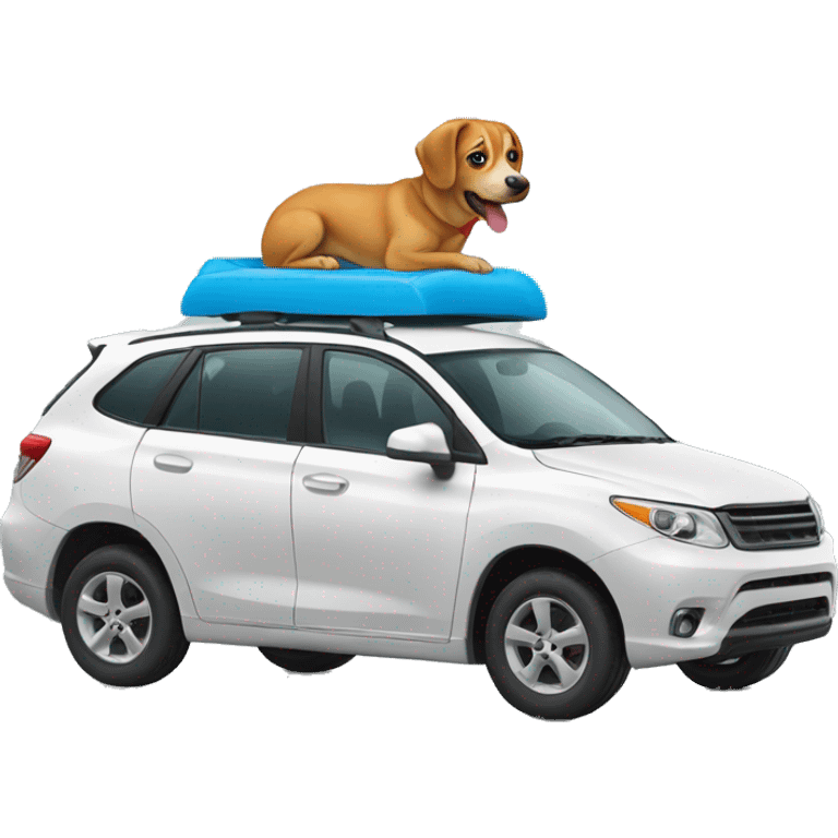 Car with dog on head emoji