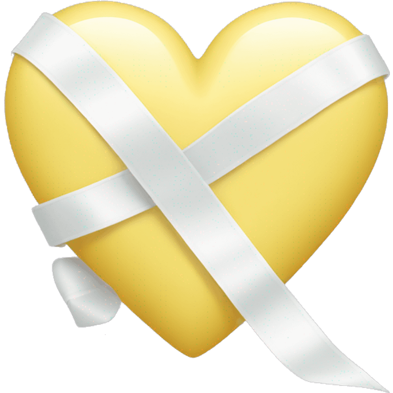 Pastel Yellow heart with a white ribbon emoji