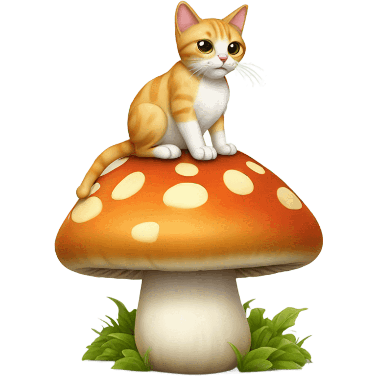 Cat sat on a mushroom emoji