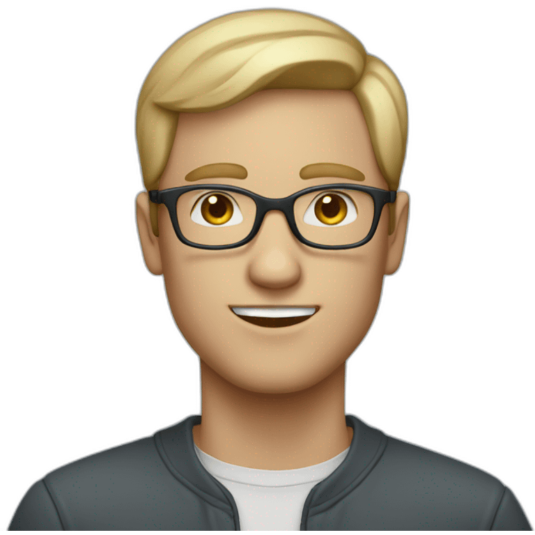 blue eyed man with glasses ligth skinned emoji