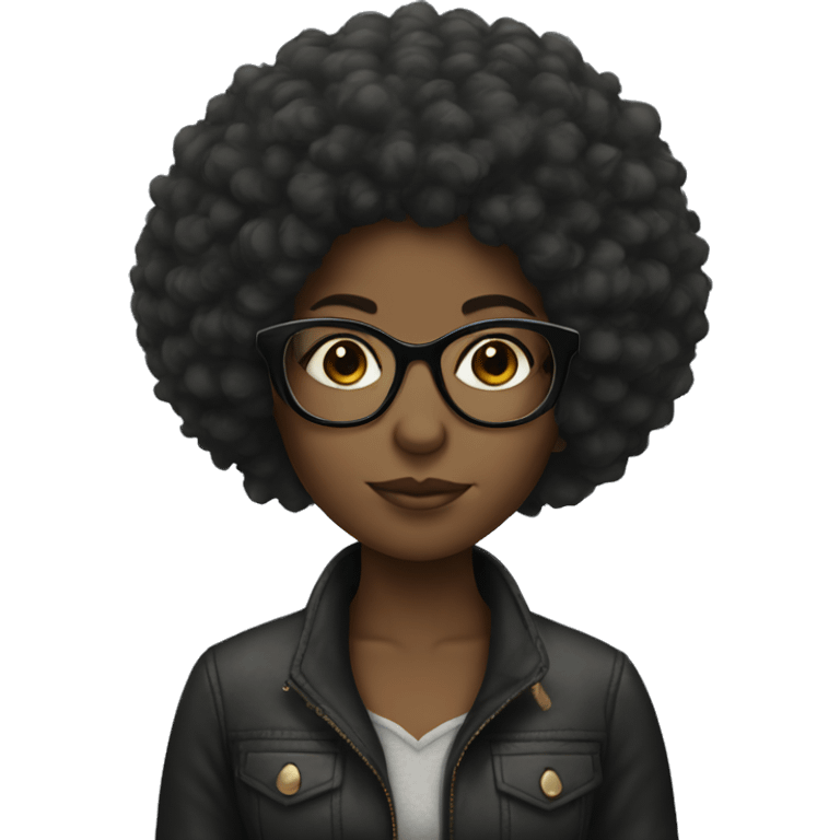 black girl with afro and glasses emoji