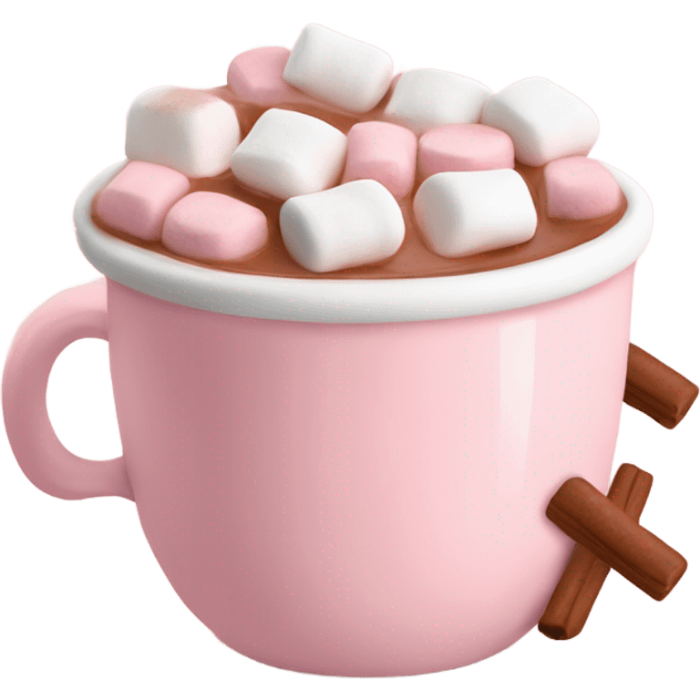 Light Pink mug of hot chocolate with marshmallows  emoji