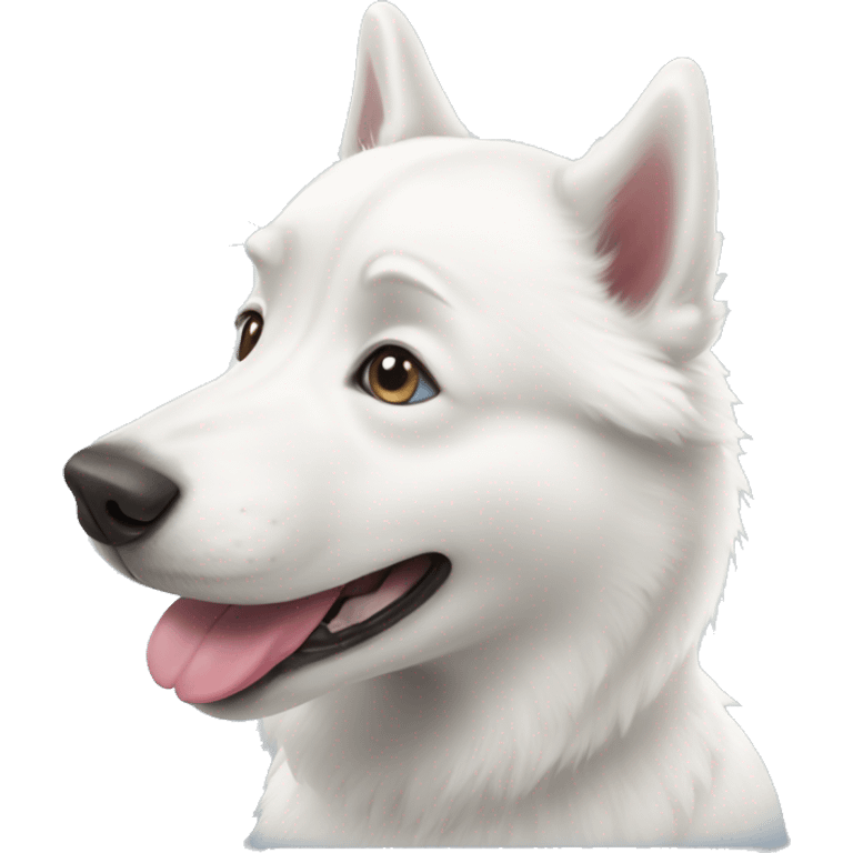 white husky dog with tongue out emoji