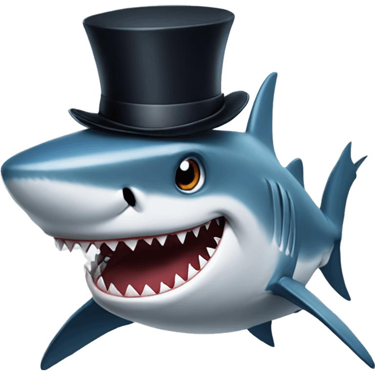 Shark with a top hat emoji