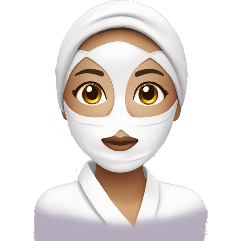 Lady with face mask spa beauty full face relaxing emoji