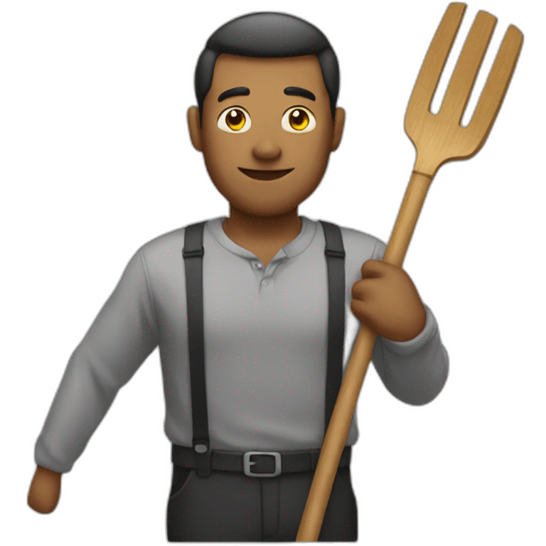 man holding pitchfork emoji