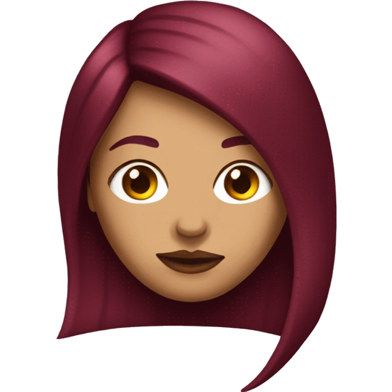 Tattooed woman with long straight burgundy hair emoji