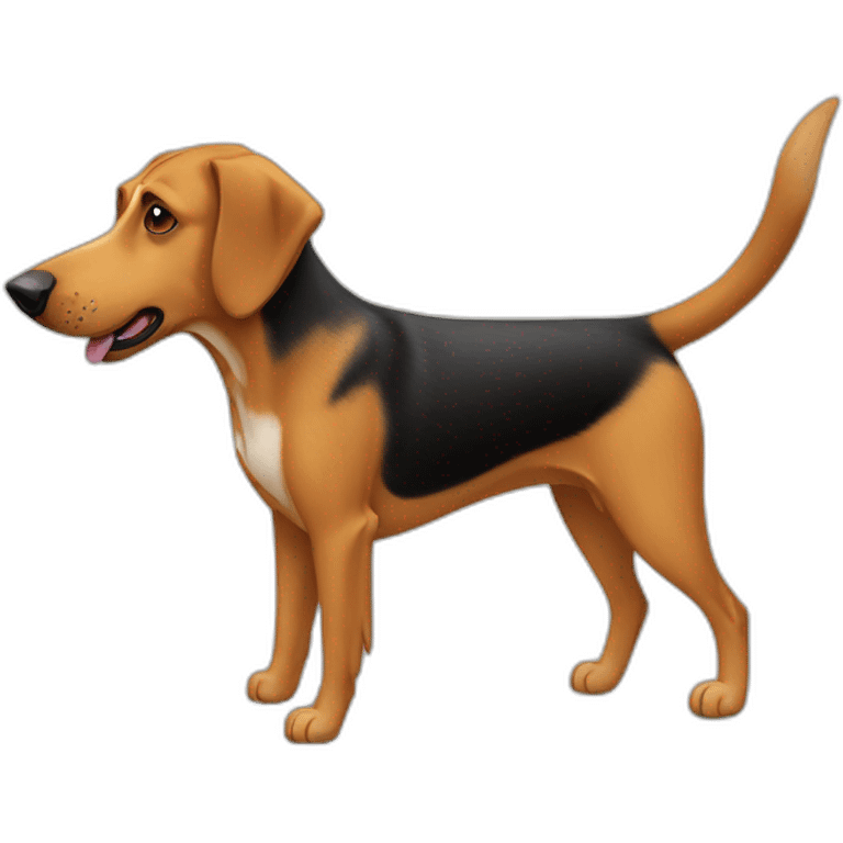 coonhound and German shepherd mix dog walking emoji