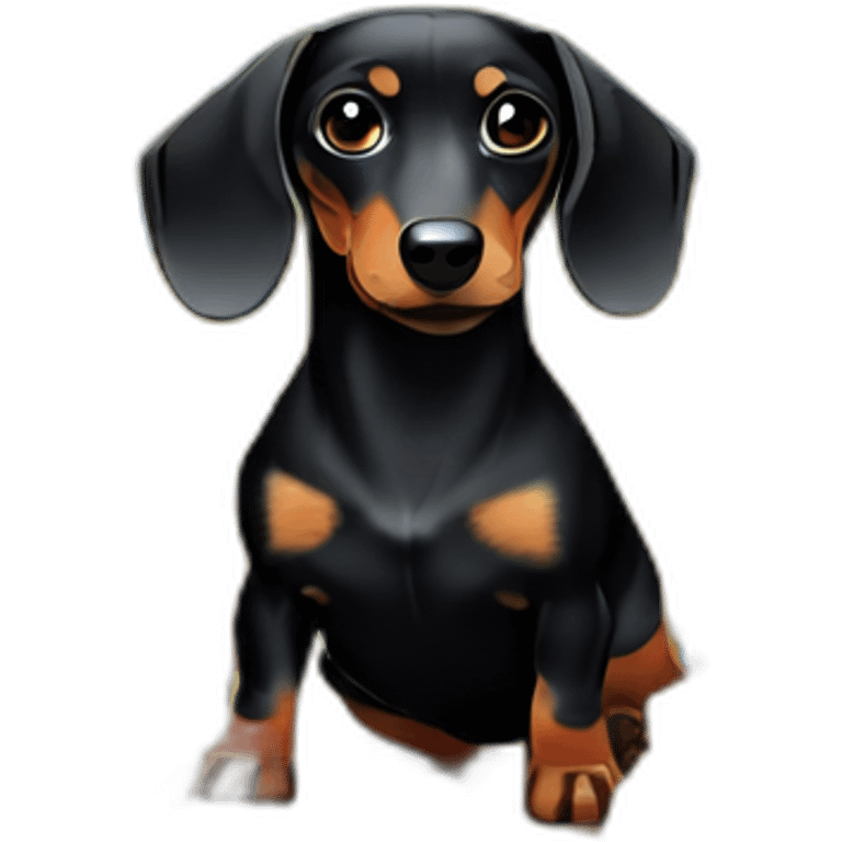 the dachshund is black in the color of their lego cubes emoji