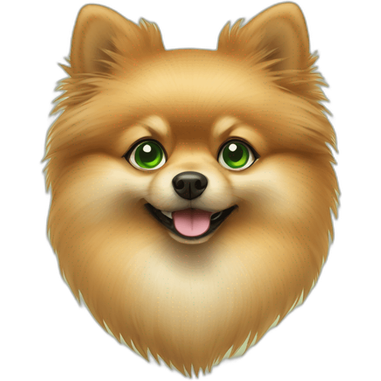 Pomeranian with green eyes emoji