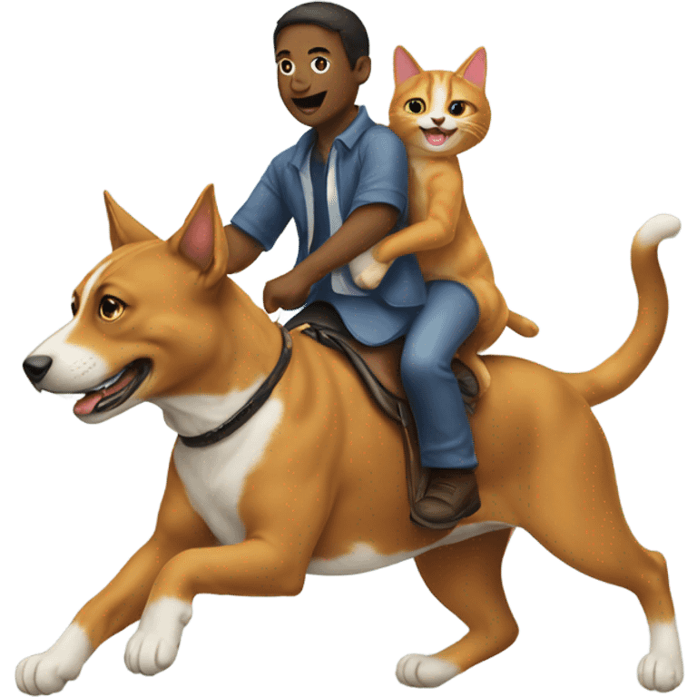 Cat riding a dog emoji