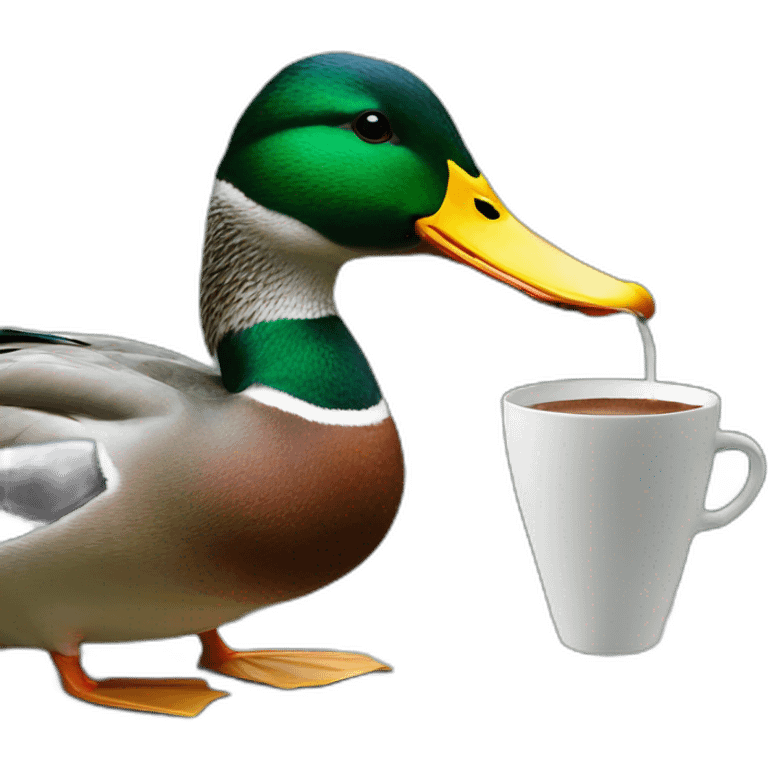 a mallard duck drinking a coffee  emoji