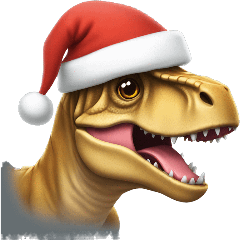 Trex in a Santa hat emoji