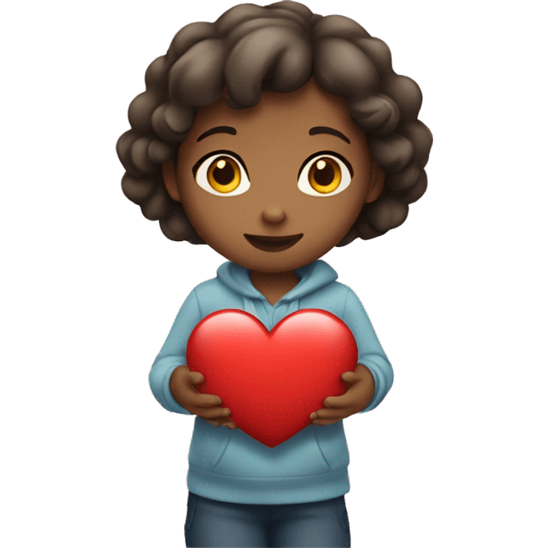 Girl carrying heart sign emoji