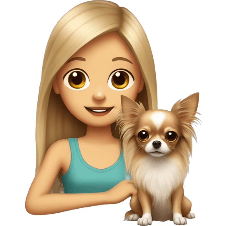 Longhair chihuahua with girl emoji