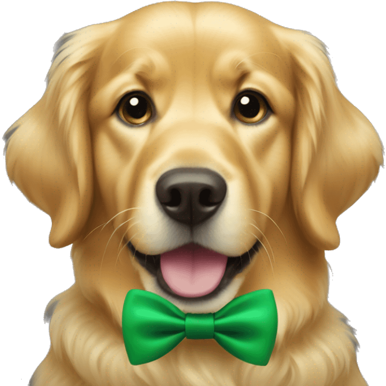 Golden retriever with green bow tie  emoji