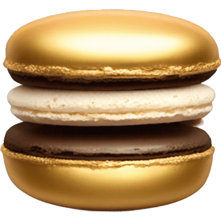 Realistic metallic gold macaroon with gradient colorful filling  emoji