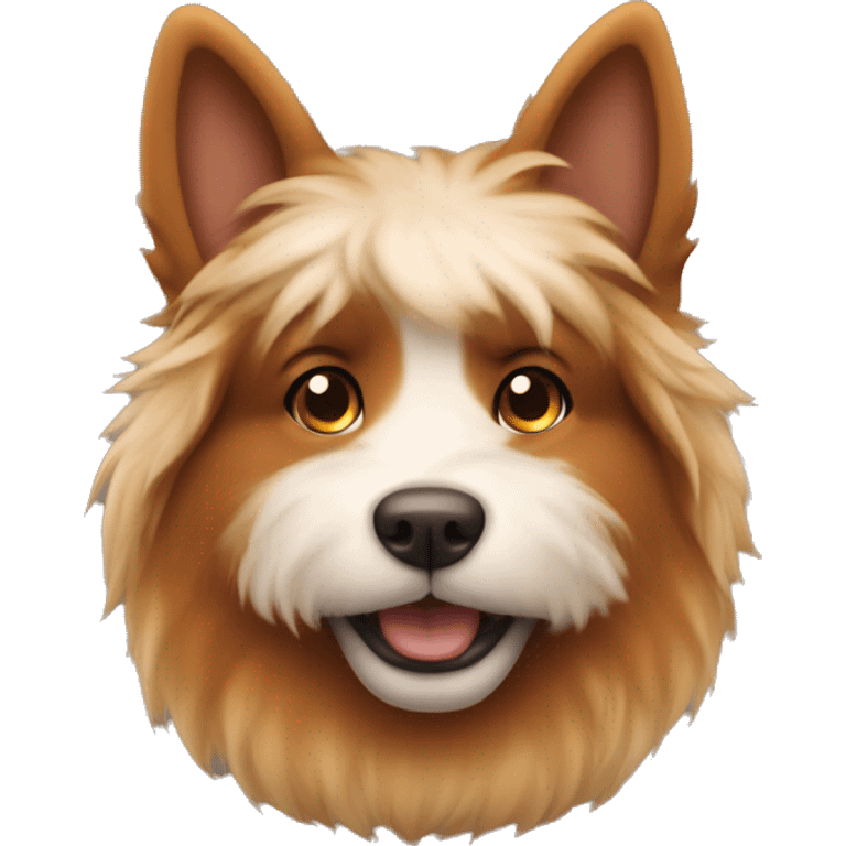 a fluffy dog with caramel fur with his ears deeply colored in brown emoji