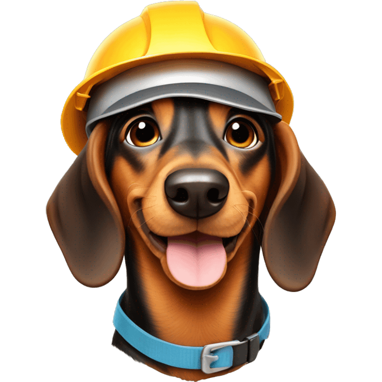 dachshund with construction hat emoji