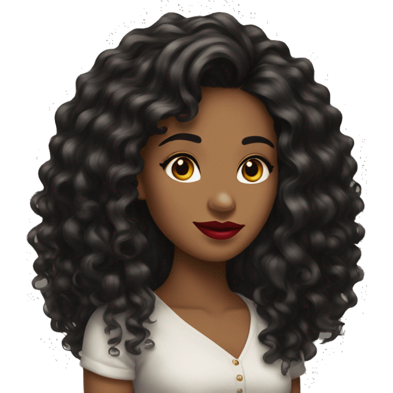 pretty-long-curly-black-hair-caramel-woman-red-lips- emoji